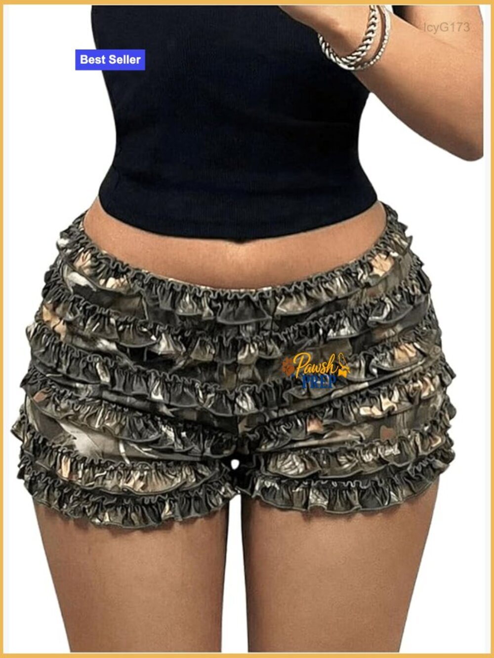 Camo Booty Shorts Low Rise Layered Ruffle Mini Y2k Rave